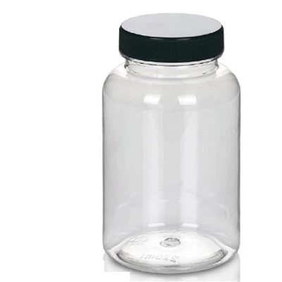 Bouteille à capsule ronde en plastique marron de 300 ml
